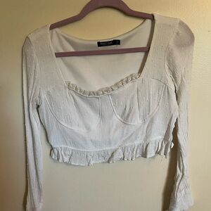 Nasty Gal White Long Sleeve Top